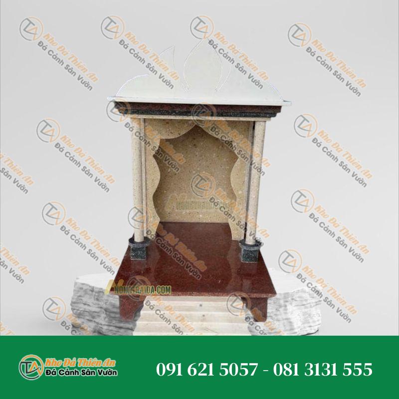 Bàn Thờ Ông Địa Bằng Đá Hoa Cương Đỏ – Vàng Cao 67cm