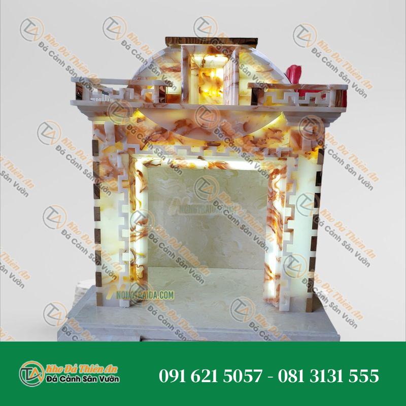 Bàn Thờ Ông Địa Bằng Đá Hoa Cương Onyx Xanh Ngọc Cao 79cm