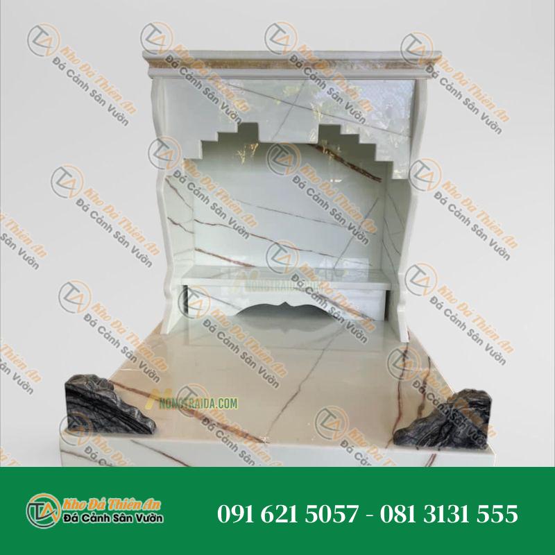 Bàn Thờ Ông Địa Bằng Đá Hoa Cương Trắng Vân Nâu Cao 76cm
