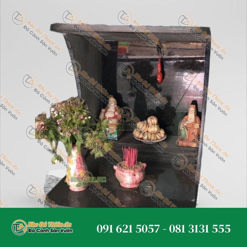 Bàn Thờ Ông Địa Làm Bằng Đá Hoa Cương Đen Kim Sa Cao 79cm