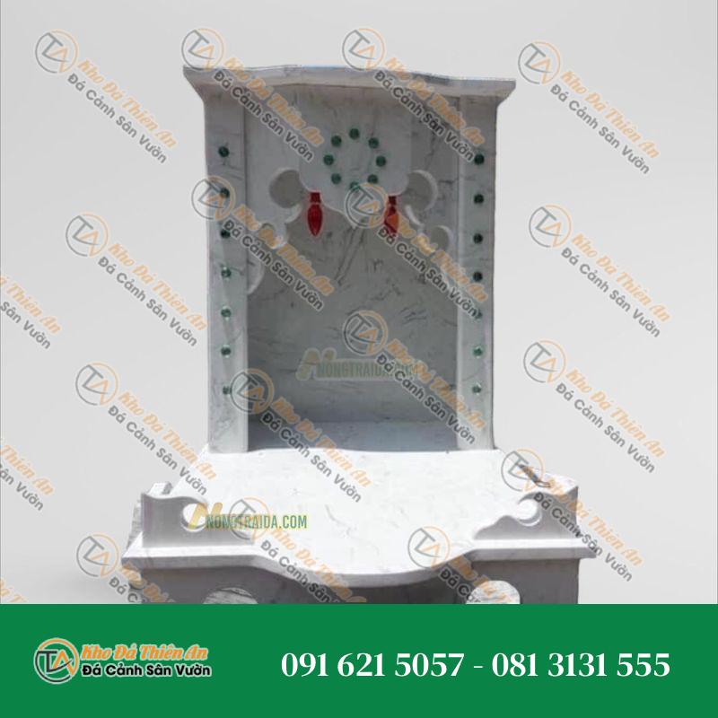 Bàn Thờ Ông Địa Làm Bằng Đá Hoa Cương Trắng Vân Mây Cao 76cm