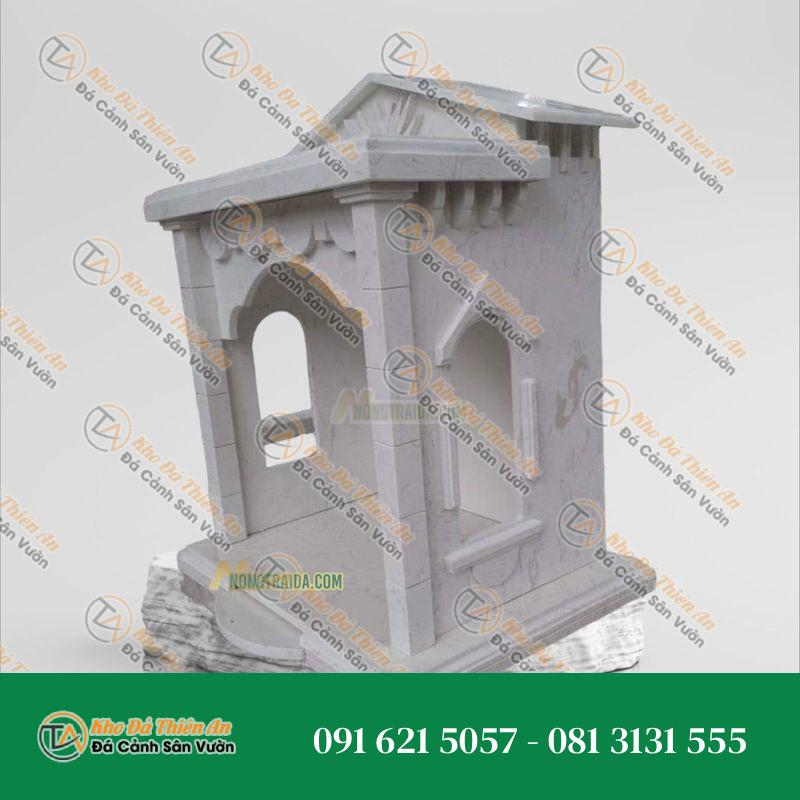 Bàn Thờ Ông Địa Làm Bằng Đá Hoa Cương Trắng Vân Mây Cao 80cm