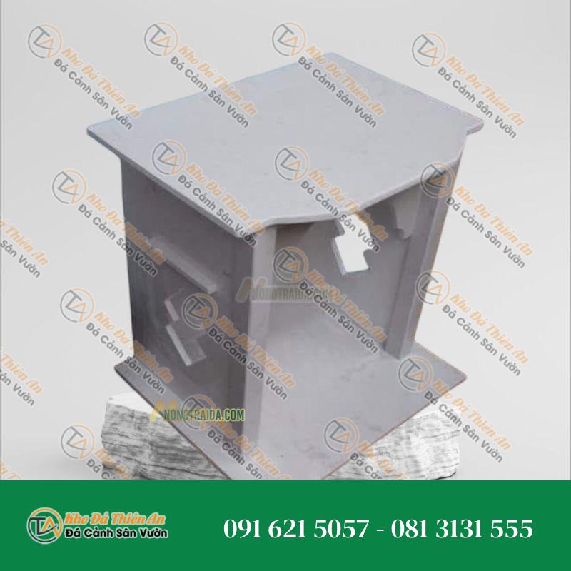 Bàn Thờ Ông Địa Thần Tài Bằng Đá Hoa Cương Trắng Vân Mây Cao 69cm