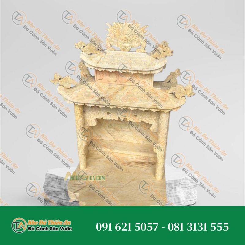 Bàn thờ đá thổ địa thần tài đá vàng be 78cm