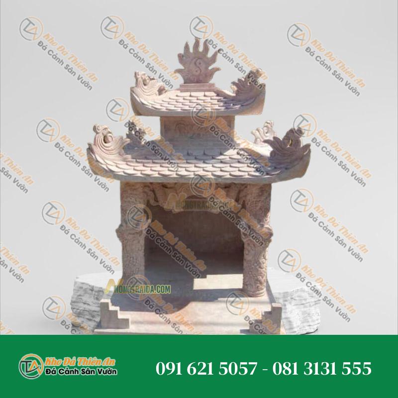 Bàn thờ đá cẩm thạch hồng 2 mái 78cm