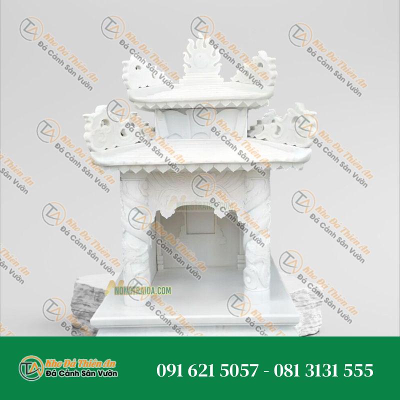 Bàn thờ ông địa, thần tài đá cẩm thạch trắng vân cao 79cm