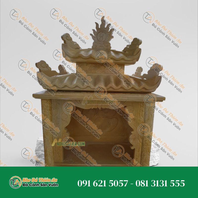 Bàn thờ ông địa/thần tài đá vàng be 2 mái đơn giản