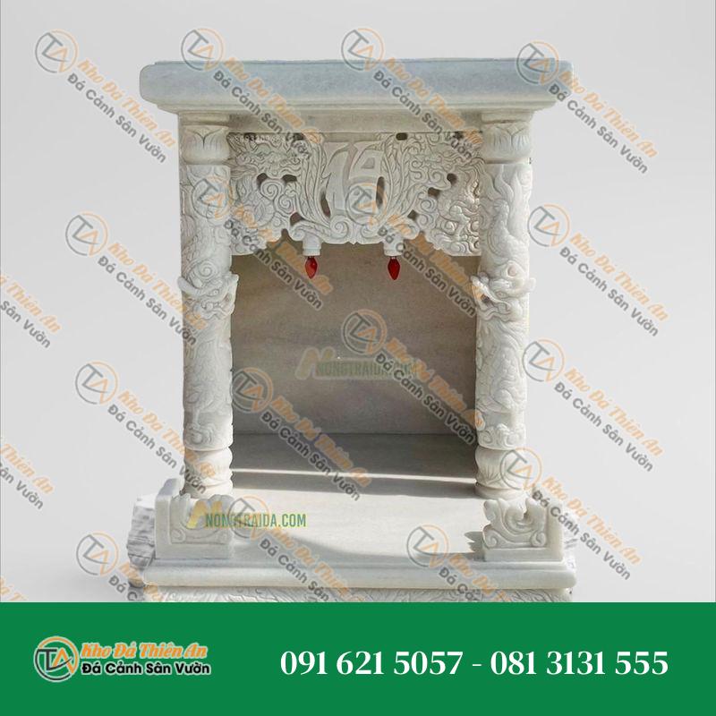 Bàn thờ thờ đá cẩm thạch trắng vân cao 68cm không mái