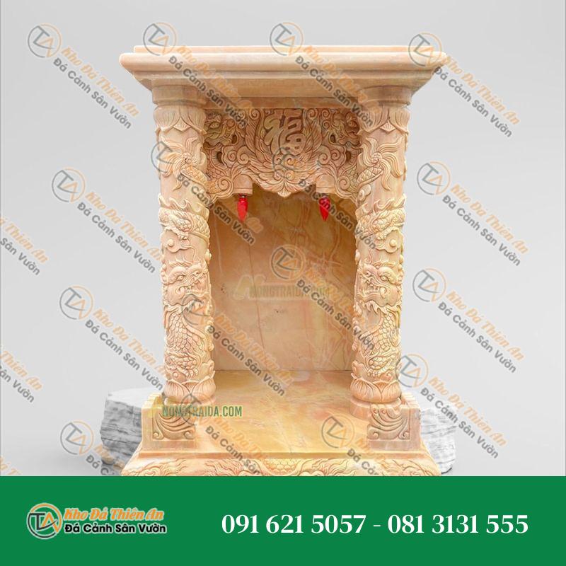 Bàn thờ thần tài/ông địa bằng đá vàng cà rốt chạm khắc