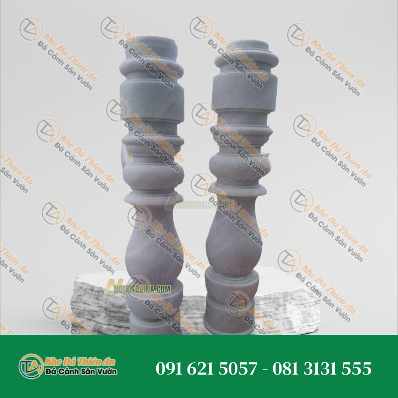 Con tiện đá trắng xanh tự nhiên trơn 32cm