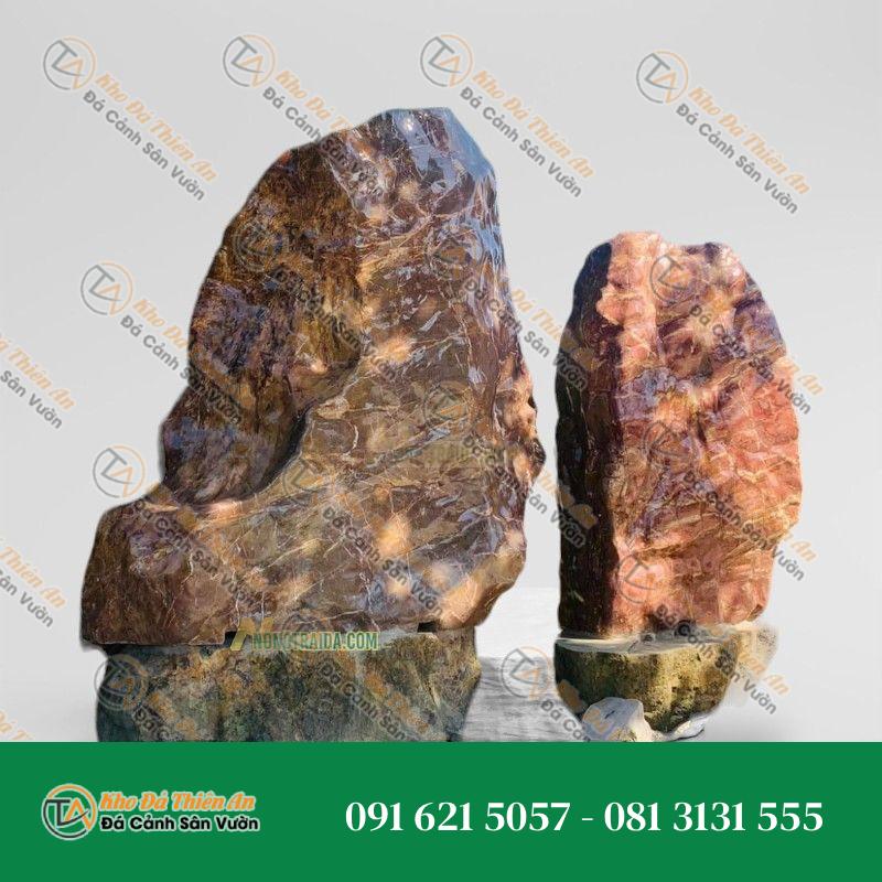 Đá Phong Thuỷ Màu Hồng Đặt Vườn 2.1m