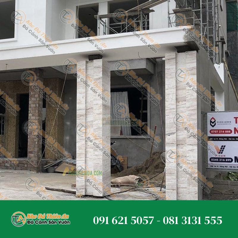 Đá trắng vân gỗ ốp mặt tiền cao cấp