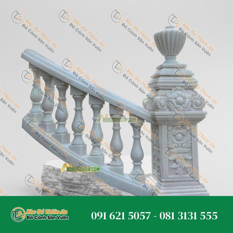 Lan can con tiện đá cẩm thạch trắng