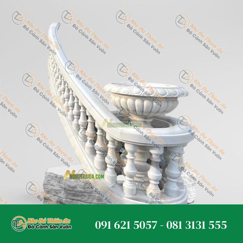 Lan can con tiện đá trắng muối