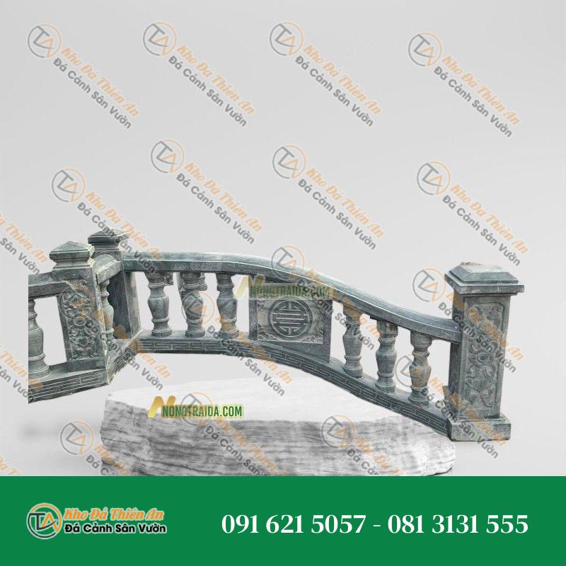 Lan can con tiện đá xanh rêu kiểu 1