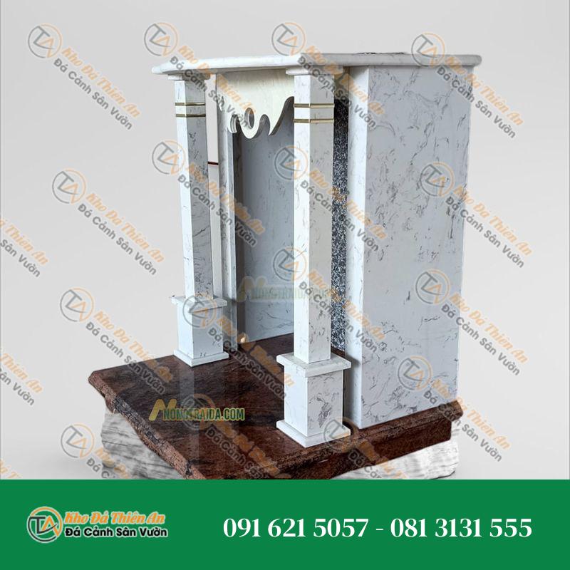 Mẫu Bàn Thờ Ông Địa Bằng Đá Hoa Cương Trắng Vân Sóng Cao 74cm