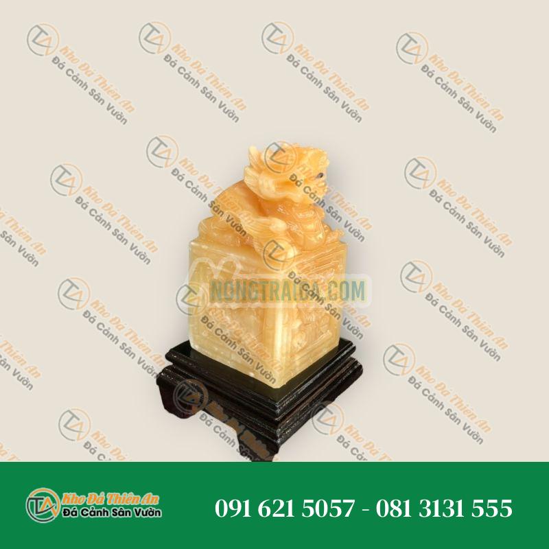Ấn Kỳ Lân phong thủy đá ngọc hoàng long – Cao 12cm