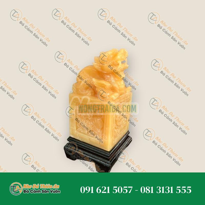 Ấn Kỳ Lân phong thủy đá ngọc hoàng long – Cao 15cm