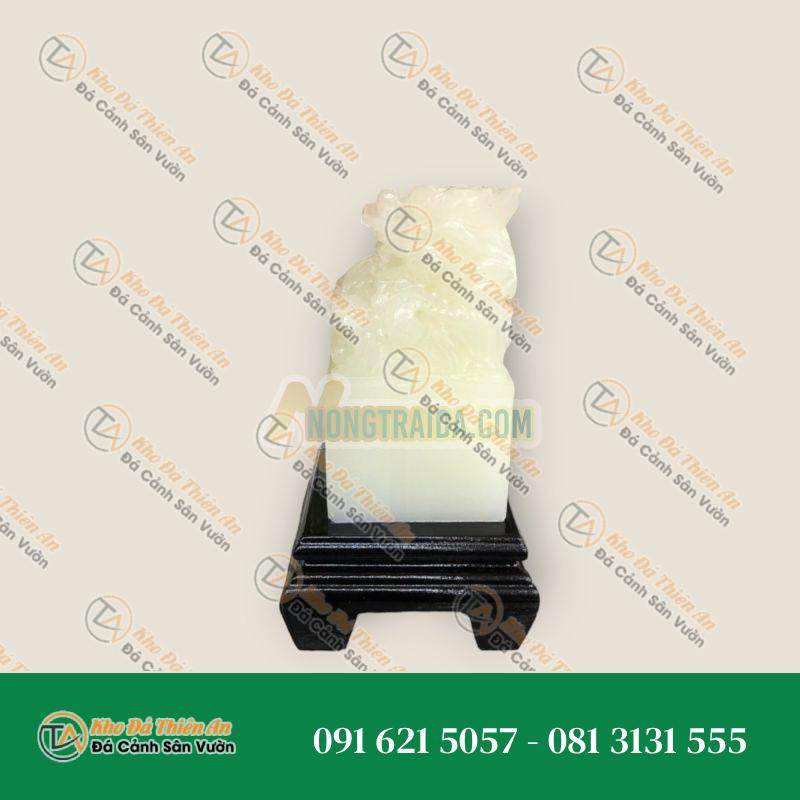 Ấn Rồng phong thủy đá bạch ngọc – Cao 10cm