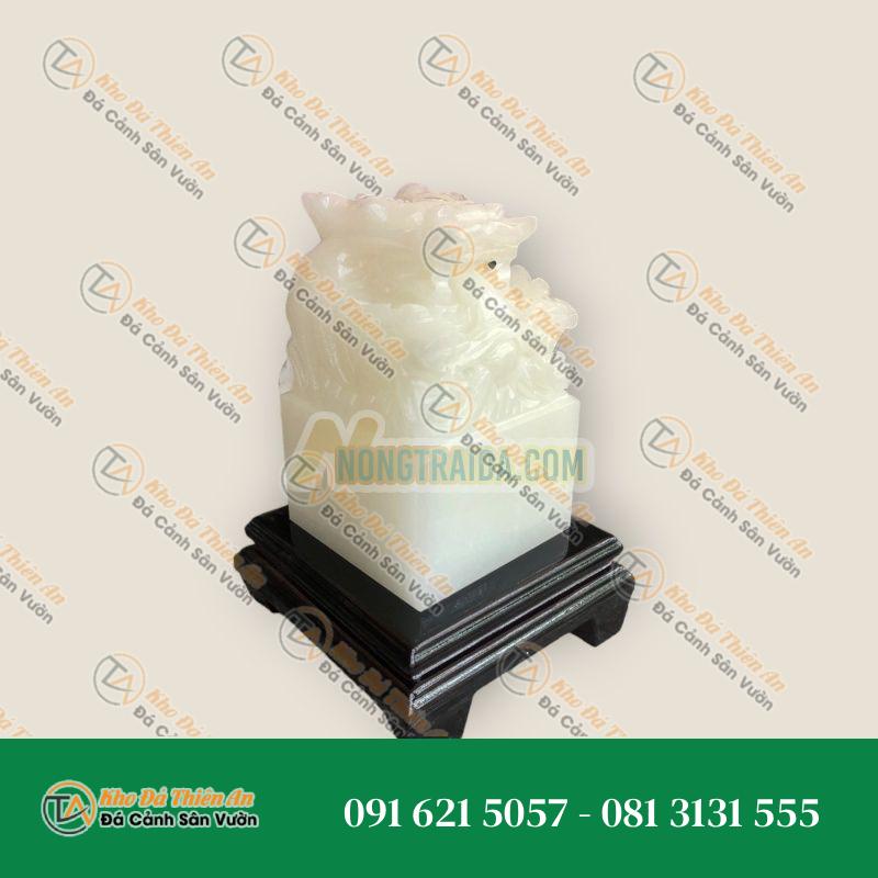 Ấn Rồng phong thủy đá bạch ngọc – Cao 12cm