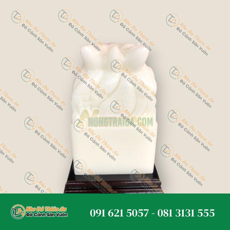Ấn Rồng phong thủy đá bạch ngọc – Cao 15cm