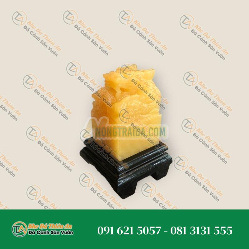 Ấn Rồng phong thủy đá ngọc hoàng long – Cao 10cm
