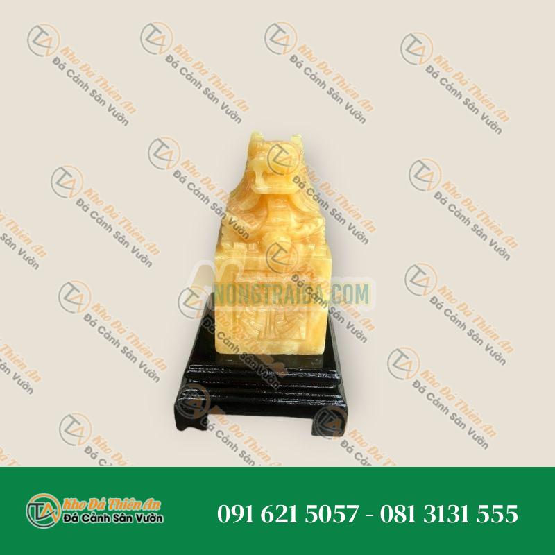 Ấn Rồng phong thủy đá ngọc Hoàng Long – Cao 10cm