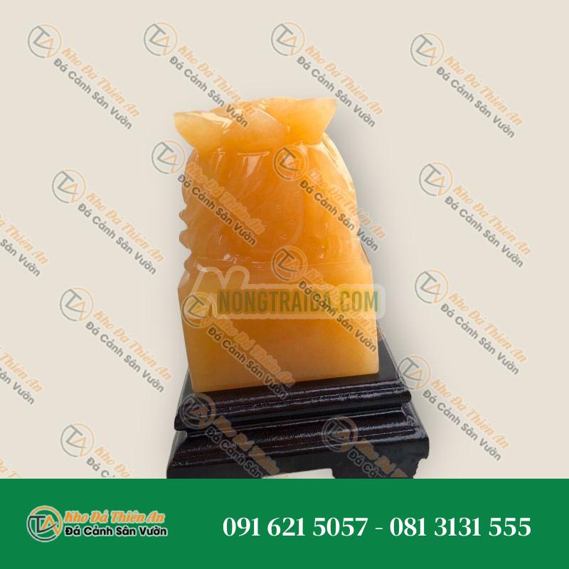 Ấn Rồng phong thủy đá ngọc hoàng long – Cao 12cm