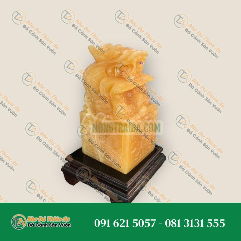 Ấn Rồng phong thủy đá ngọc Hoàng Long – Cao 15cm