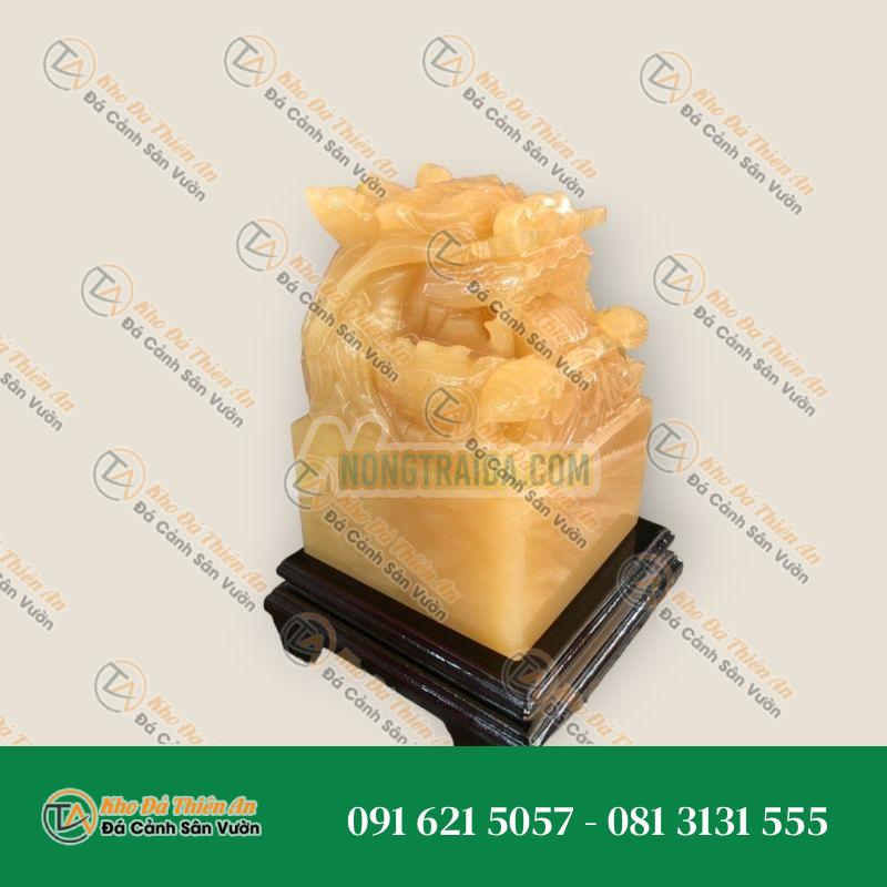 Ấn Rồng phong thủy đá ngọc hoàng long – Cao 15cm