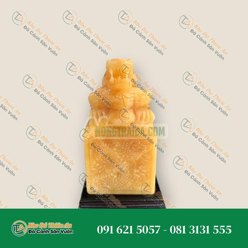 Ấn Rồng phong thủy đá ngọc Hoàng Long – Cao 20cm