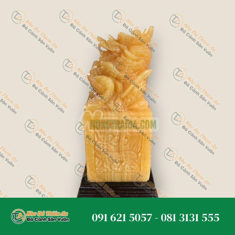 Ấn Rồng phong thủy đá ngọc Hoàng Long – Cao 20cm