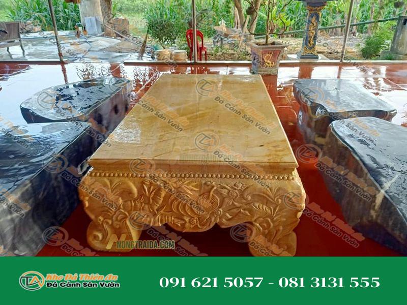 Bàn ghế cẩm thạch vàng cà rốt hàng đặt