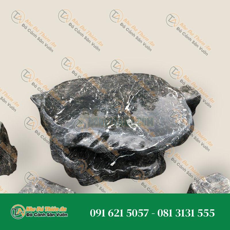 Bàn ghế đá đen nguyên khối giá rẻ 115x100x60cm