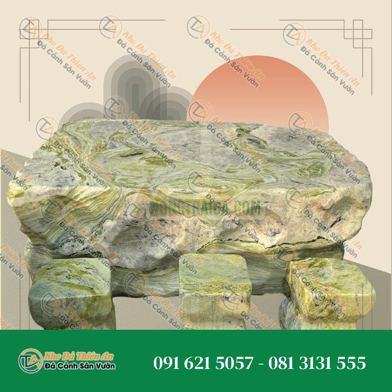 Bàn ghế đá ngọc Secpentine kiểu dáng tự nhiên