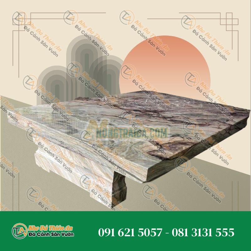 Bàn ghế đá thổ cẩm chữ nhật