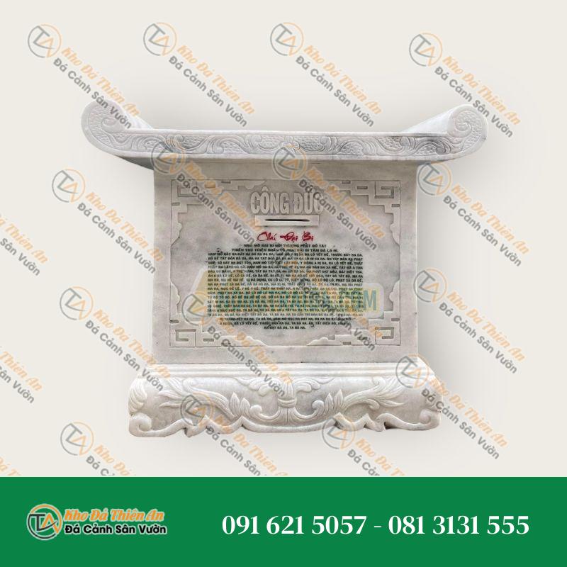 Bàn lễ đá công đức cẩm thạch trắng 90x80x80cm