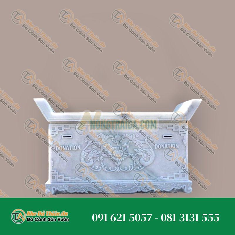 Bàn lễ đá công đức đá cẩm thạch trắng 164x64x85cm