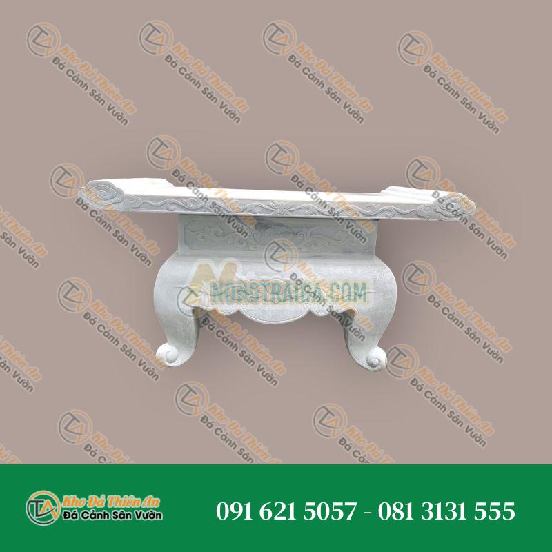 Bàn lễ đá đá cẩm thạch trắng vân mây 112x62x75cm
