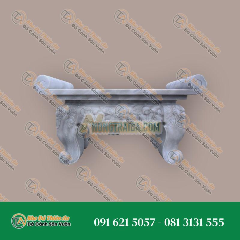 Bàn lễ đá đá cẩm thạch trắng vân mây 147x64x86cm