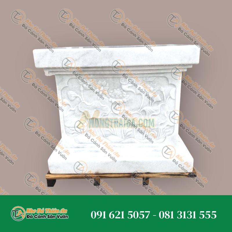 Bàn lễ đá đá cẩm thạch trắng vân mây 151x67x77cm