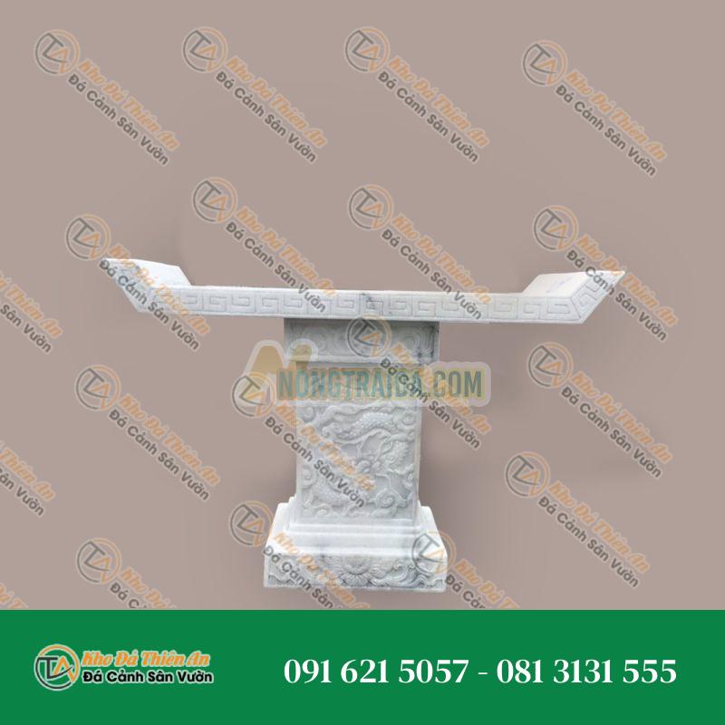 Bàn lễ đá đá cẩm thạch trắng vân mây 155x57x87cm