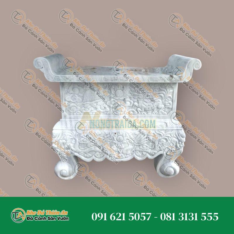 Bàn lễ đá đá cẩm thạch trắng vân mây 178x62x66cm