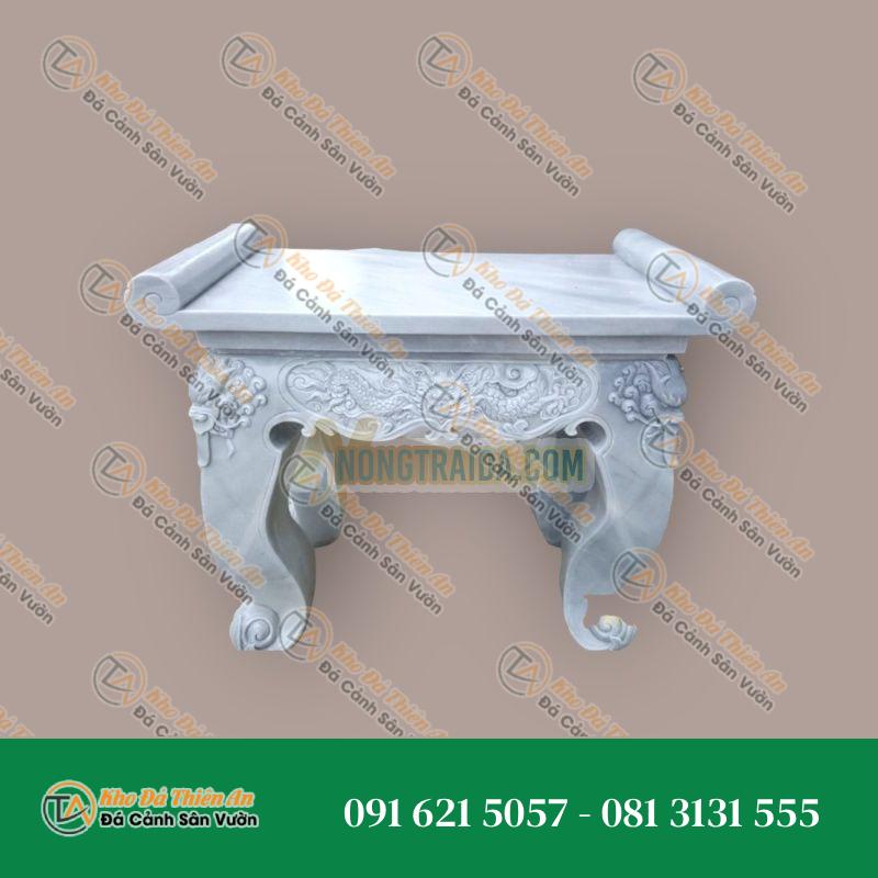 Bàn lễ đá đá cẩm thạch trắng vân mây 178x62x70cm