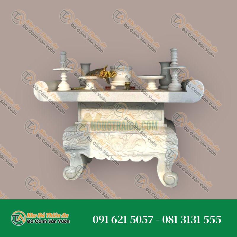 Bàn lễ đá đá cẩm thạch trắng vân mây 178x66x76cm