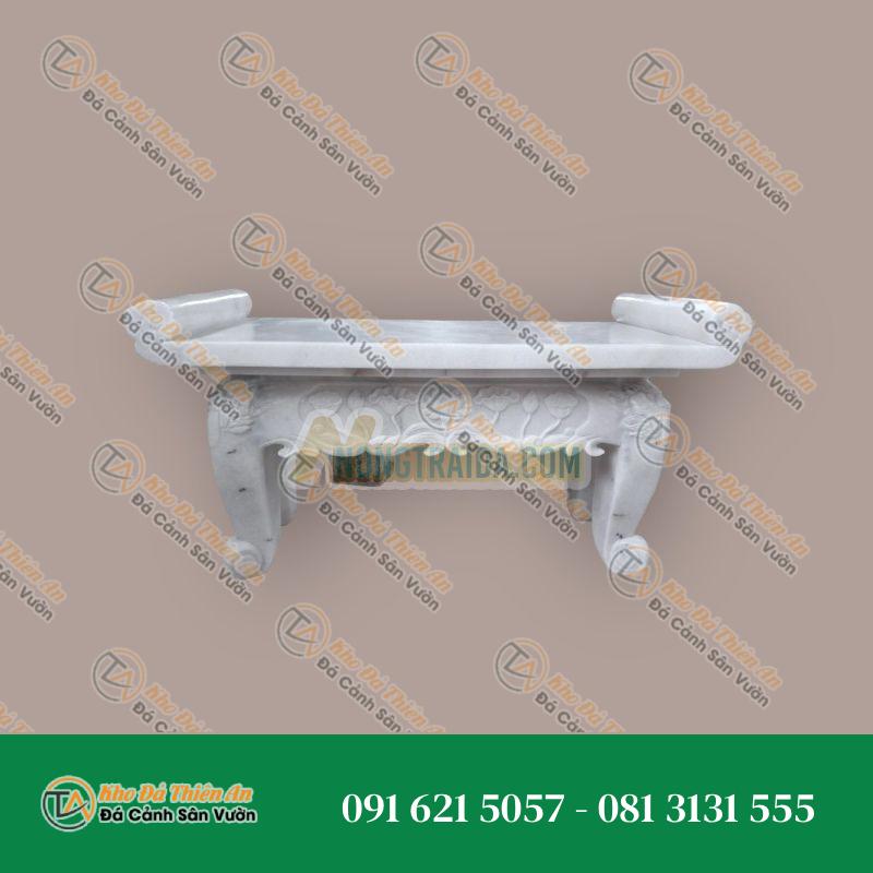 Bàn lễ đá đá cẩm thạch trắng xám 168x64x65cm