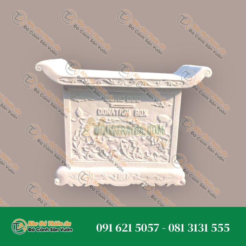 Bàn thờ đá ngoài trời công đức đá cẩm thạch trắng 177x65x65cm