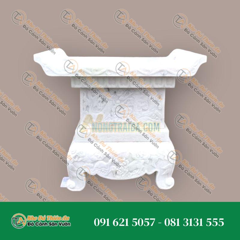 Bàn thờ đá ngoài trời đá cẩm thạch trắng 110x64x81cm