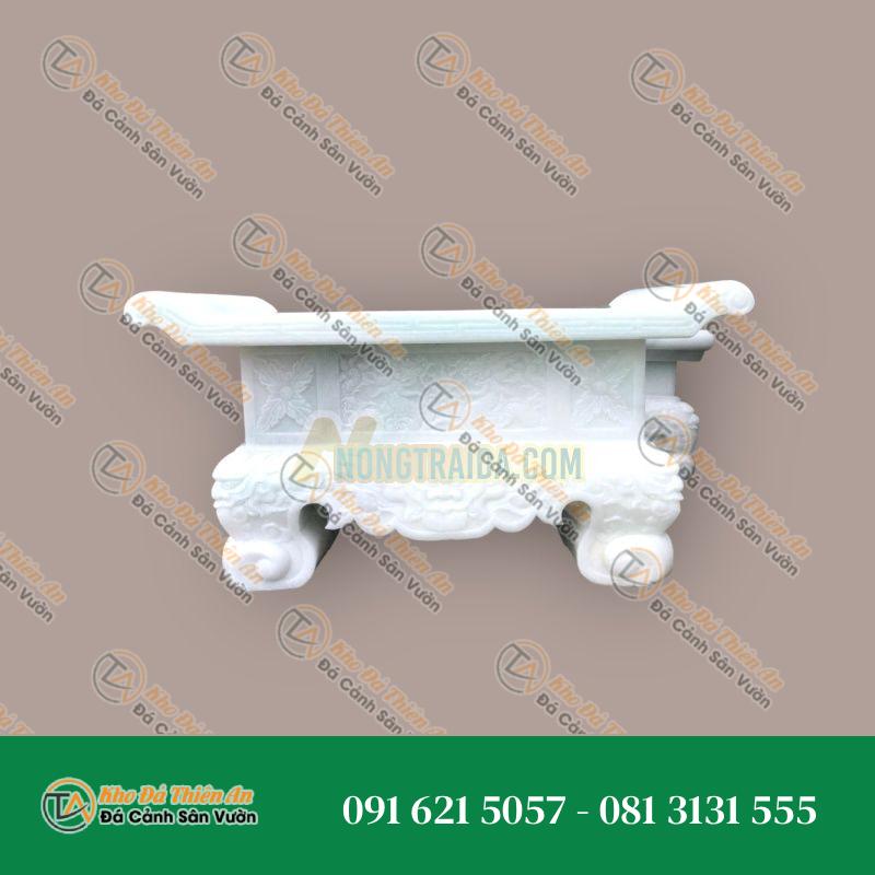 Bàn thờ đá ngoài trời đá cẩm thạch trắng 112x58x86cm