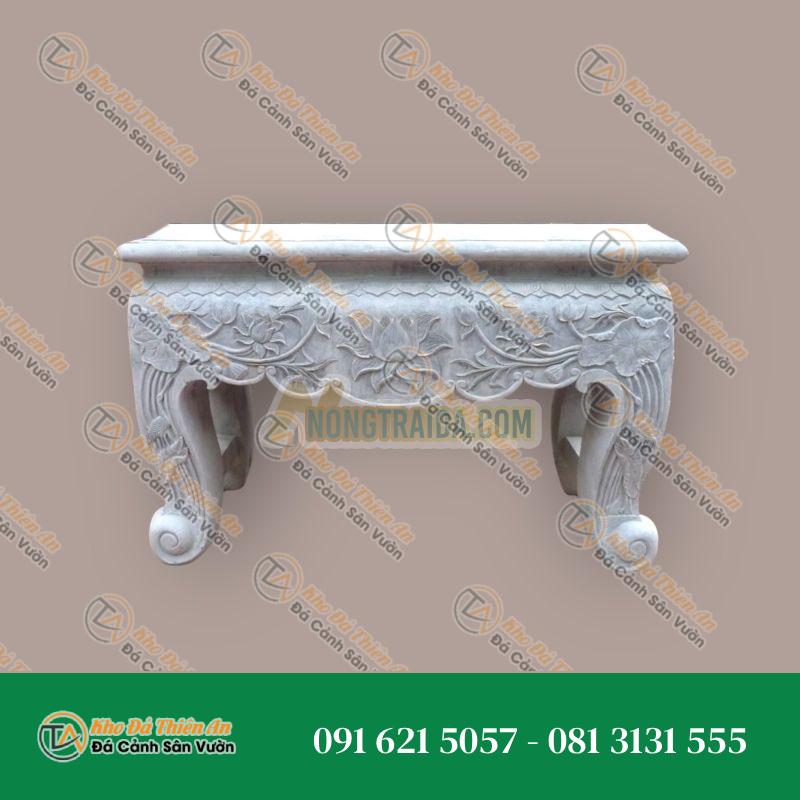Bàn thờ đá ngoài trời đá cẩm thạch trắng 152x62x76cm